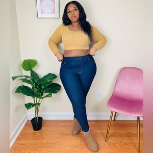 Mustard Fuzzy Cropped Sweater